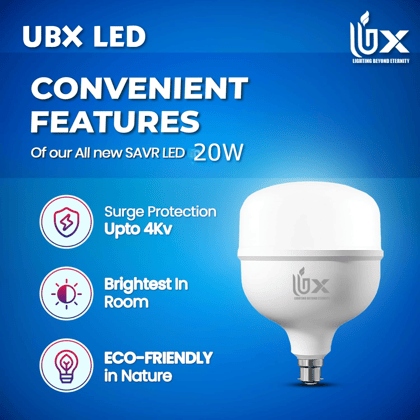 UBX SAVR 20W LED Bulb | B22 Base | Pack of 4