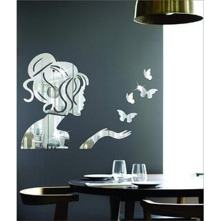 Grahak Trend Angel  4 Butterflies Silver 3D Acrylic wall Sticker.