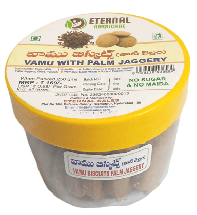 Eternal Nutricare Vamu Palm Jaggery Biscuits - No Sugar No Maida 250g