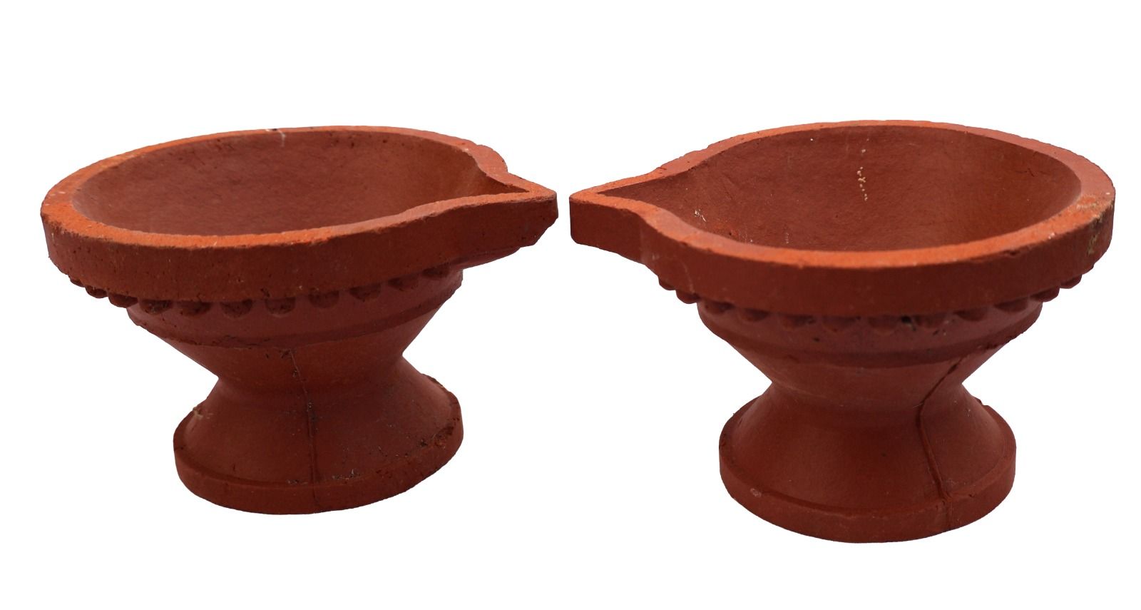 Traditional Terracotta Clay Diyas Set of 2 for Diwali Pooja & Home Decor