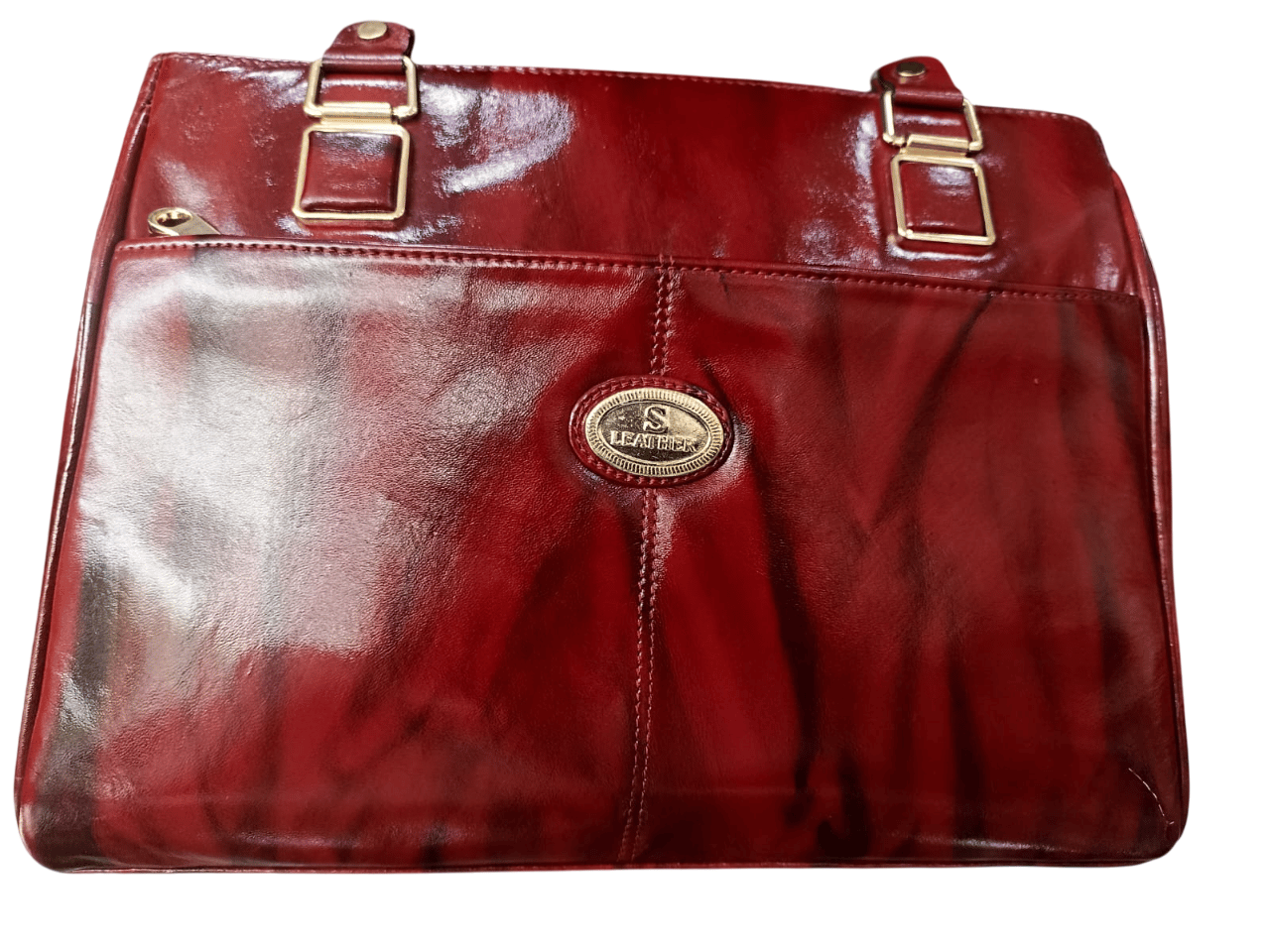 Elegant red leather handbag