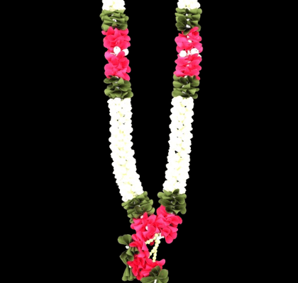 NLR URBAN Artificial White Pink Green Floral Garland for Pooja & Decoration