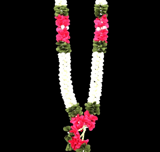 NLR URBAN Artificial White Pink Green Floral Garland for Pooja & Decoration