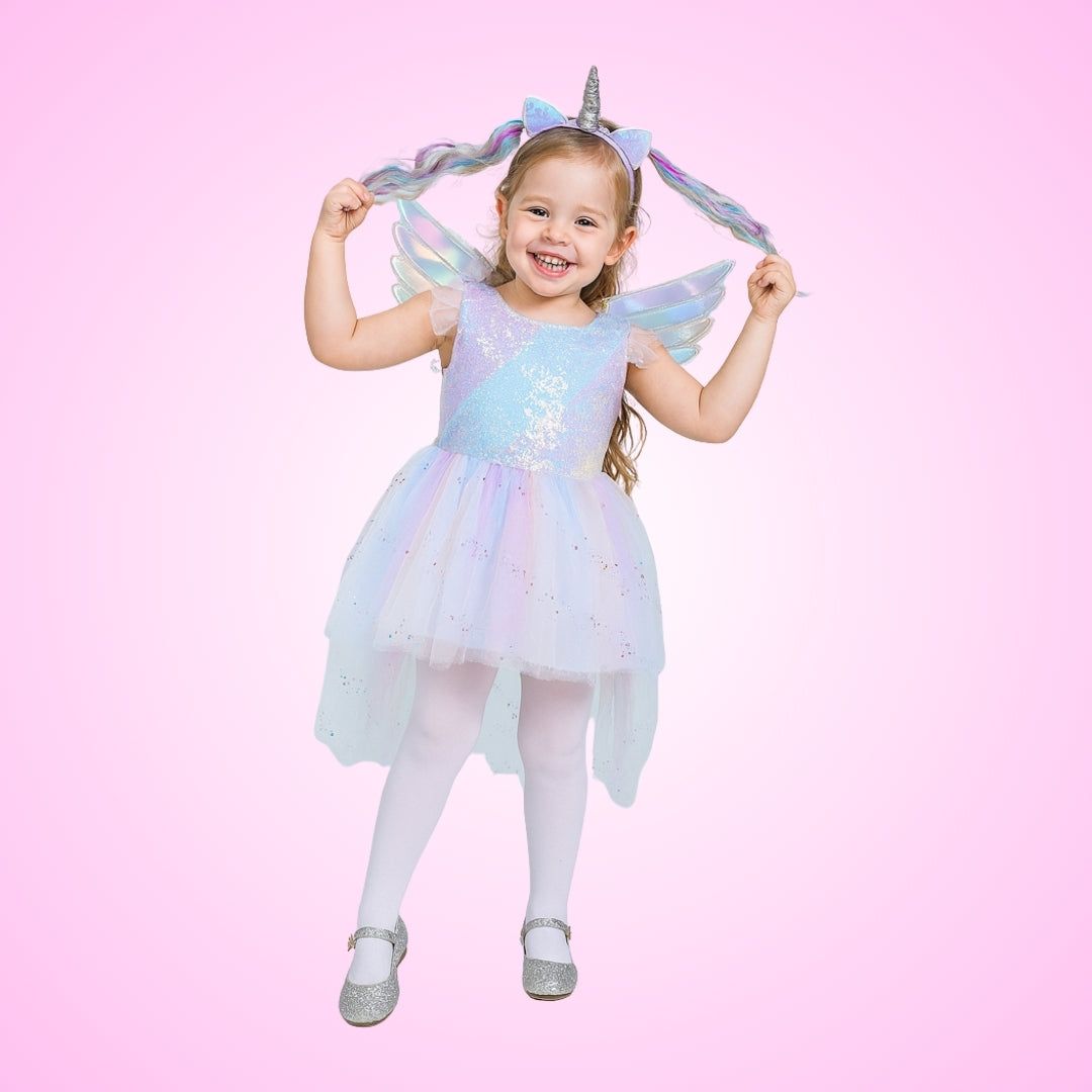 Unicorn Costume with Wings and Headband - Medium - Age 4 to 6 Years