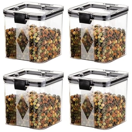 TIVORA Food Storage Container Set, 700 ml, BPA-free Plastic, Clear, Stackable with Airtight Lids, Pack of 4