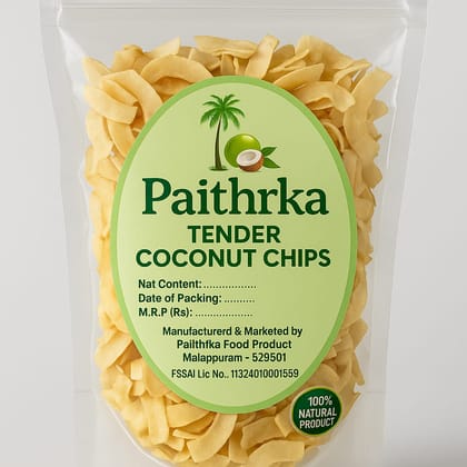 Paithrka Natural Tender Coconut Chips (100 Gm, Pack Of 1) | Rich In Fiber | No Preservatives | Never Fried | Gluten Free | Non Gmo | No Cholesterol - Fresh