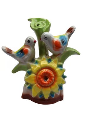 Colorful Ceramic Birds and Sunflower Oil Burner Decorative Figurine