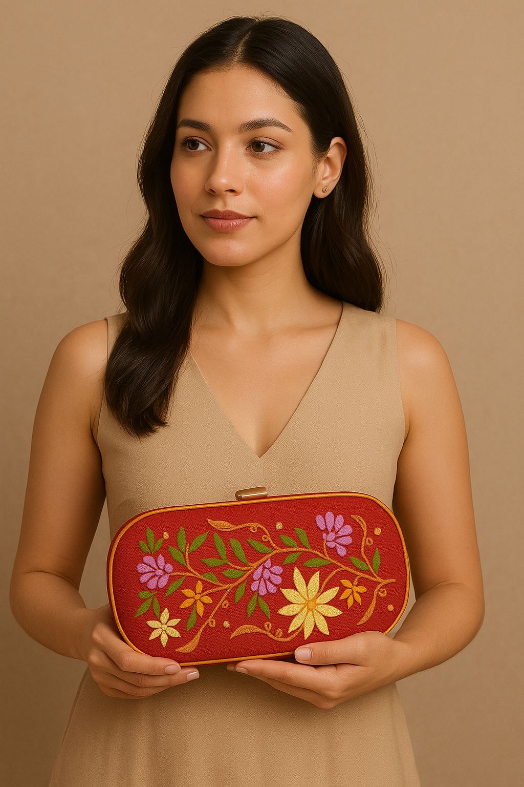 Gulmohar Grace – Handcrafted Embroidered Red Chasma Cover