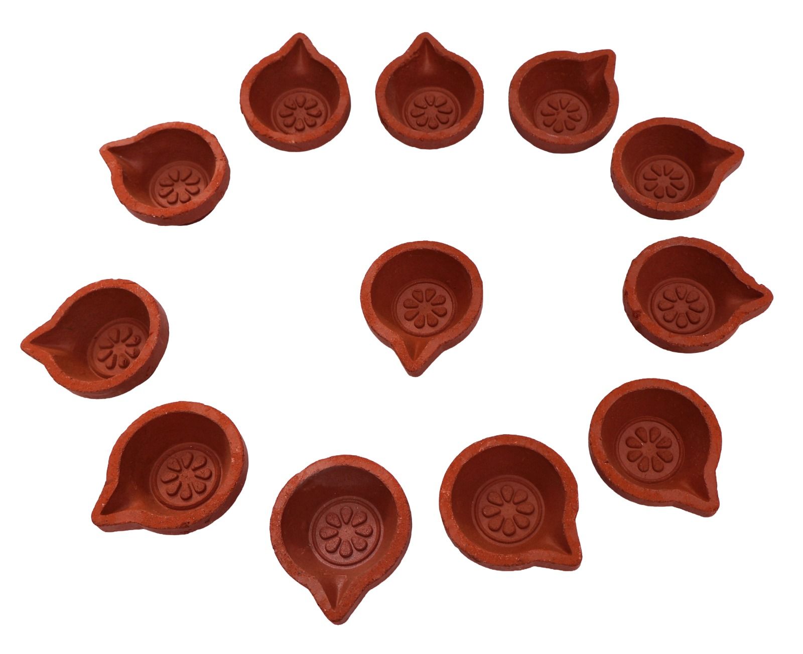 Handcrafted Clay Terracotta Diyas for Diwali Decoration - Set of 12