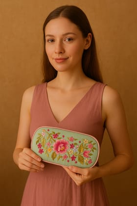 Elegant Floral Embroidered Light Green Eye Mask or Decorative Patch Elegant Floral Embroidered Light Green Eye Mask or Decorative Patch