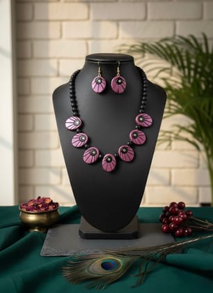 Glamvila Pink Designer Terracotta Jewellery