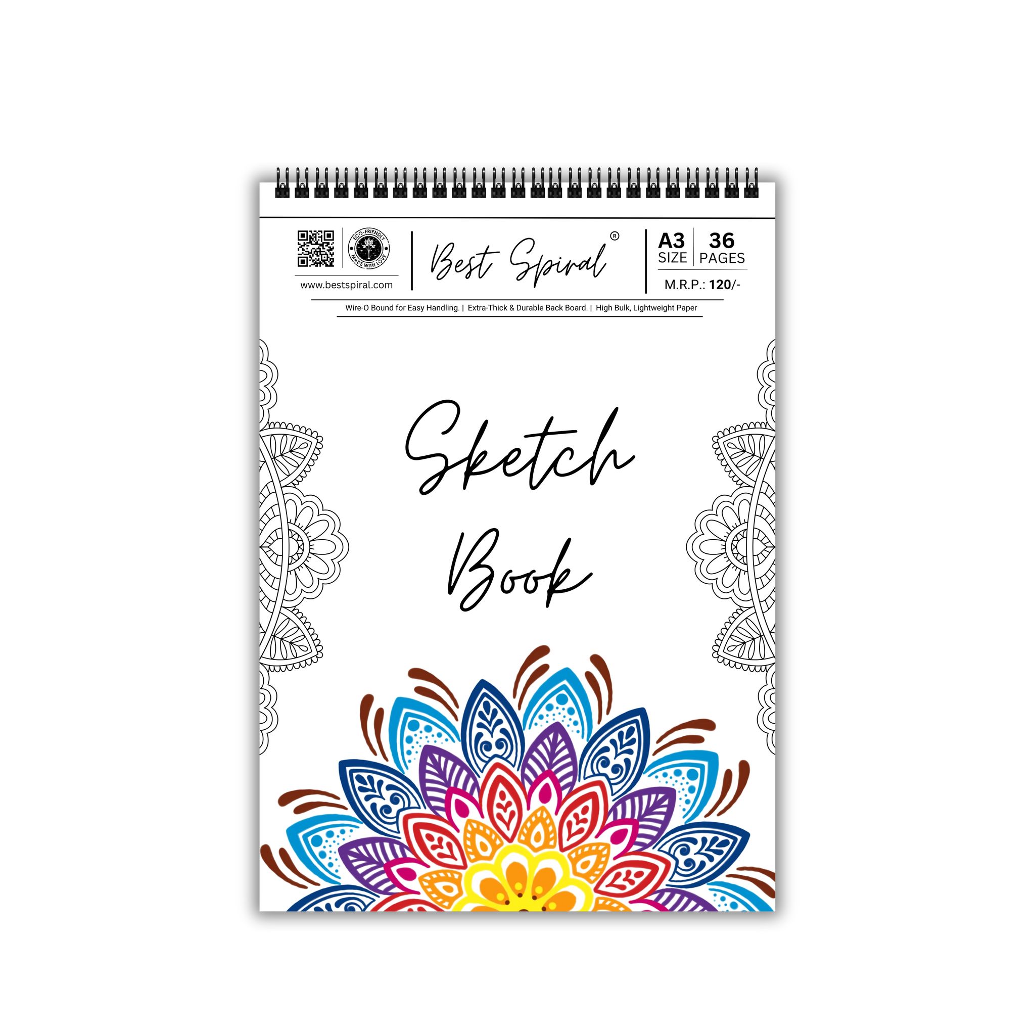 BEST SPIRAL A3 Sketch Book - 36 Pages - 140 GSM Paper - 42cm x 29.7 cm - Pack Of 1