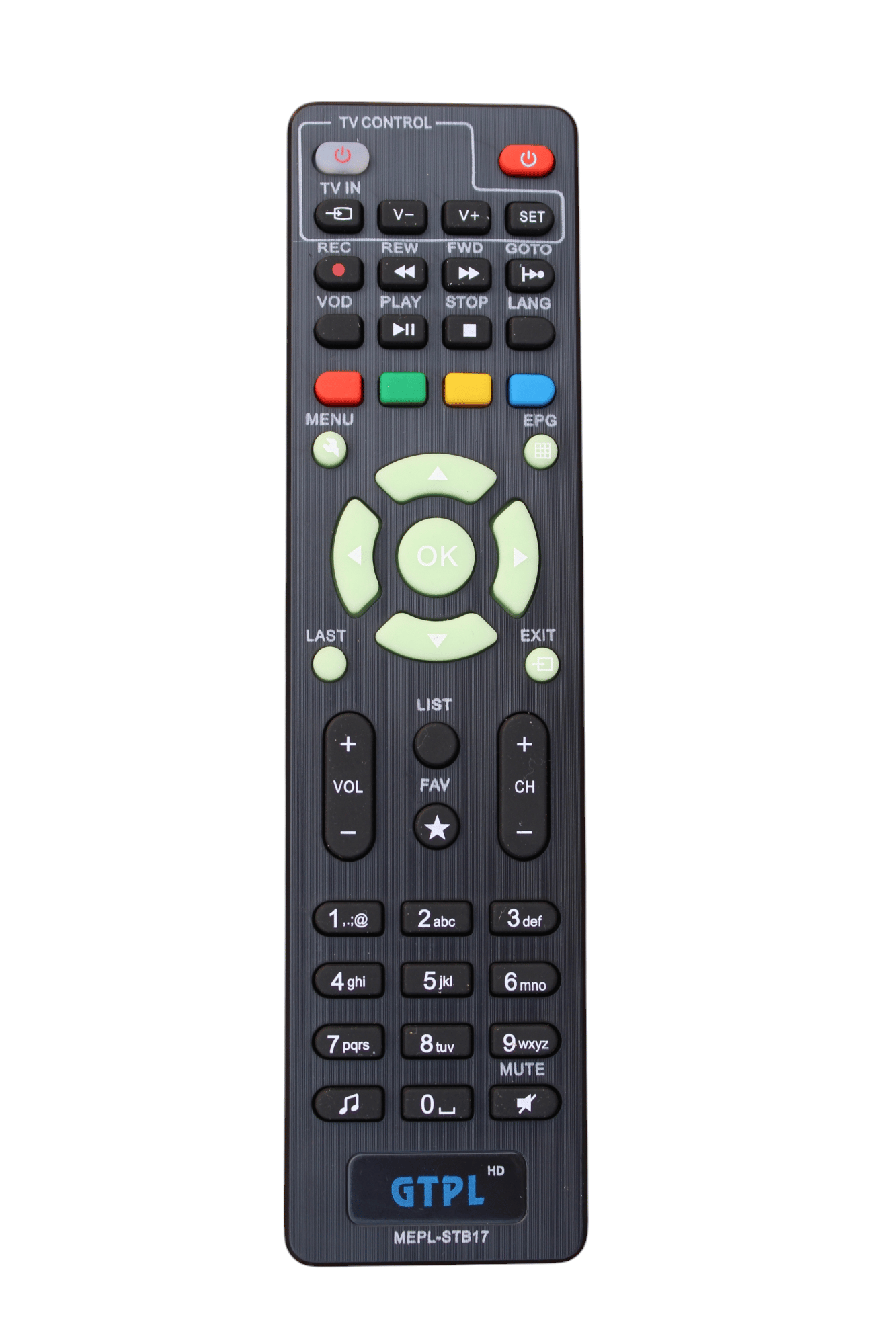 V3Deals GTPL HD/NXT Digital Set Top Box Remote Control Compatible for GTPL HD Setup Box | Dual Function Remote with TV Control Feature | Match Each Button Before Purchase (GTPL STB17)
