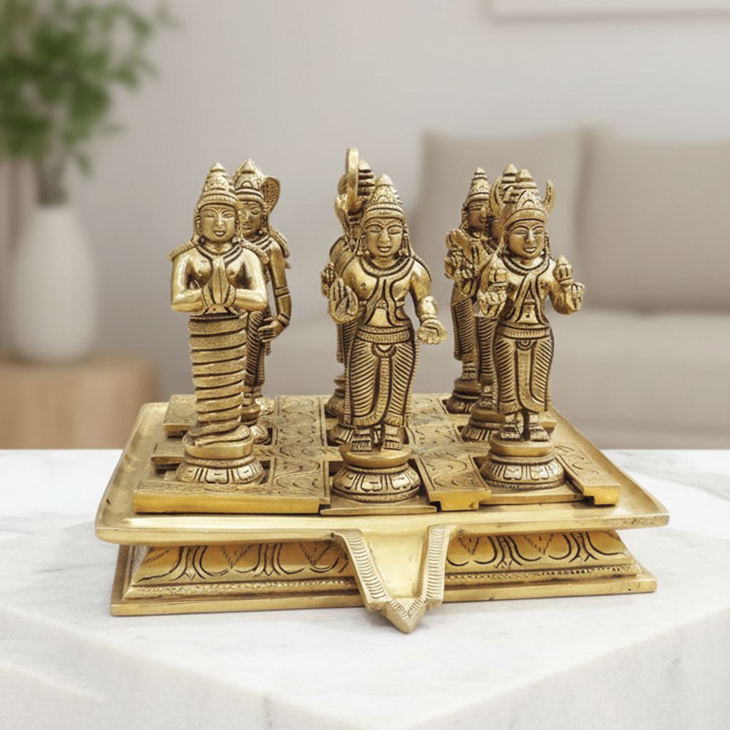 Handcrafted Brass Navagraha (9 Planets) Idol Set | Vastu & Pooja Decor, Height : 7 Inch (BSMAS958 K)