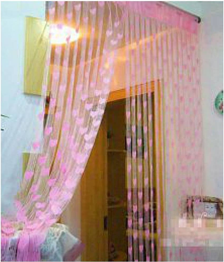 YUTIRITI 2 Pc Beautiful Heart String Thread Window Door Home Decor Curtain - 6ft, Baby Pink