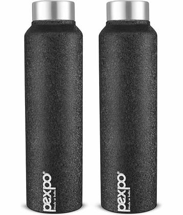 PEXPO 1000 ml Stainless Steel Fridge Water Bottle (Set of 2, Black, Chromo)