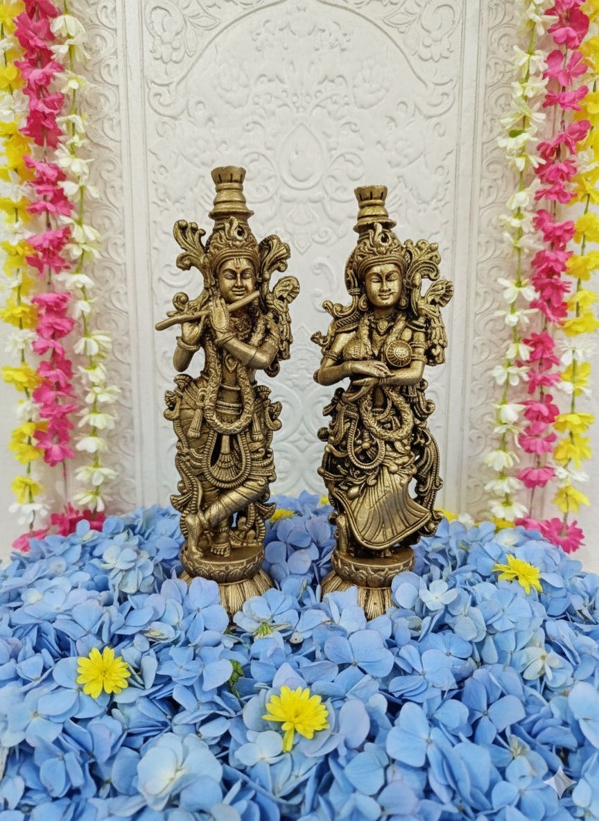 Radha Krishna brass idol