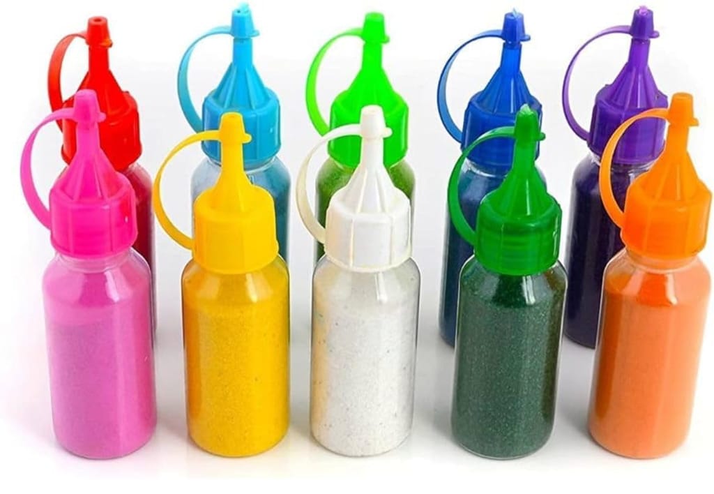 Rangoli Powder Colour Pack of 10 Nozzle Bottle