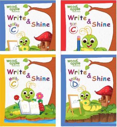 Practice Books for Kids | Early Learning Book | Set of 4 | 2 English ,1 Hindi & 1 Maths Activity Books for Kids (Age 5-7 Years) | Writing Practice & Skill-Building Workbook | Write & Shine C