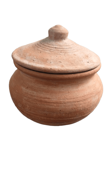 Traditional Terracotta Clay Pot with Lid for Cooking and Storage