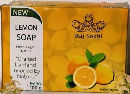 Raj Sakhi New 100% Organic Lemon Soap for Fresh & Bright Skin, 100g