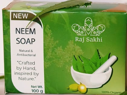 Raj Sakhi New Neem Soap Natural Antibacterial & Organic Skincare Bar 100g