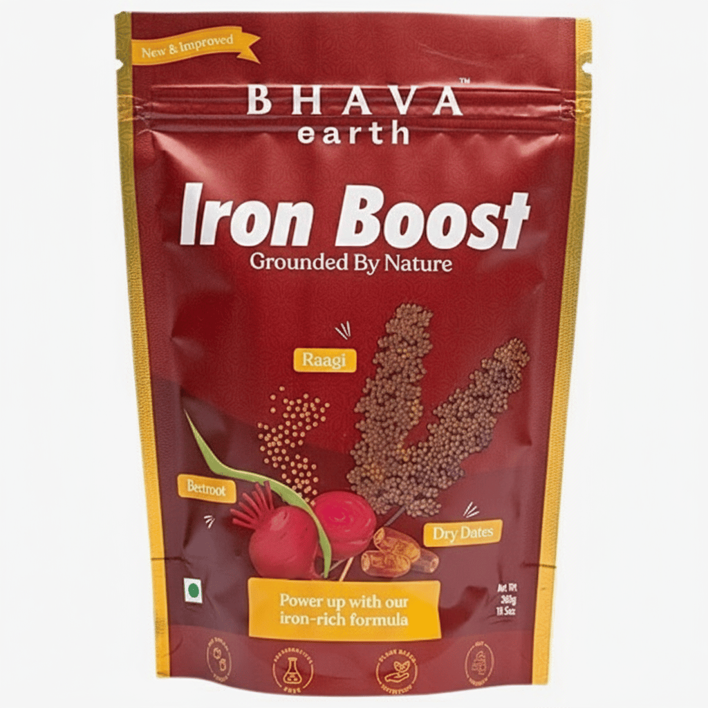 Bhava Earth Iron Boost Grounded By Nature - Raagi, Beetroot, Dry Dates Mix 300g