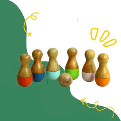 Small Wooden Pin Bowling Set