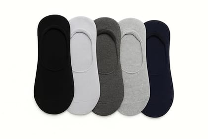 Unisex No-Show Loafer Socks - Multi-Color Cotton Blend 5-Pair Pack