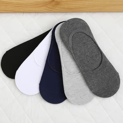 Unisex No-Show Loafer Socks - Multi-Color Cotton Blend 5-Pair Pack