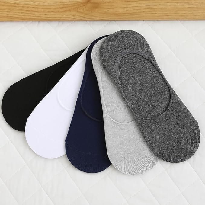Unisex No-Show Loafer Socks - Multi-Color Cotton Blend 5-Pair Pack