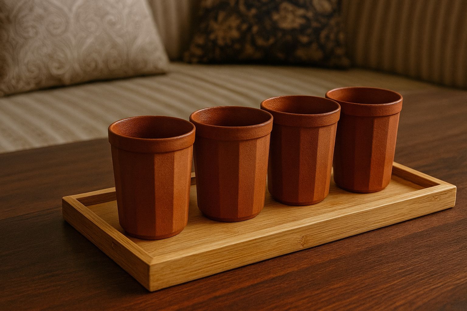 Terracotta Kulhad Cups Set of 4 Traditional Clay Tea Coffee Lassi Glasses