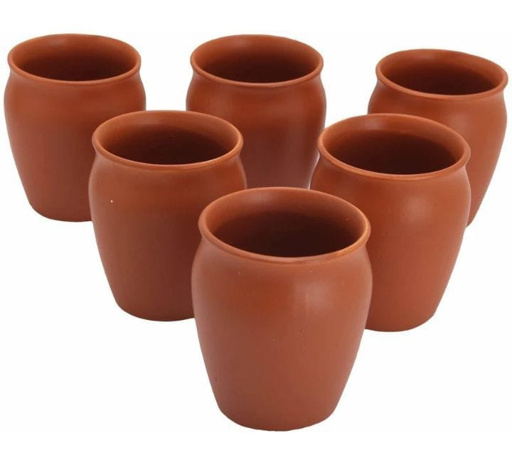 Set of 6 Traditional Terracotta Kulhad Cups for Tea Coffee Lassi