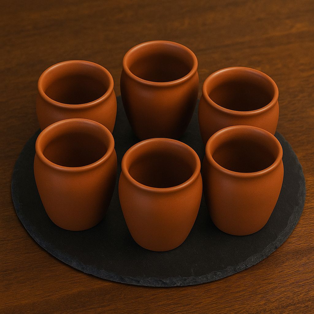 Set of 6 Traditional Terracotta Kulhad Cups for Tea Coffee Lassi