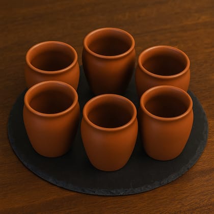 Set of 6 Traditional Terracotta Kulhad Cups for Tea Coffee Lassi