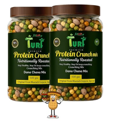 Turf Fresh Premium Jumbo Dana Chana Protein Crunch Mix | Bharuch Special Roasted Dana ChanaMix | High Protein Crunchy Mix Snack | Healthy & Tasty MixNamkeen | Power Packed Anytime Snack (Bahubali Energy Pack – 500g x 2 pack, Traditionally_Roasted_Mix)
