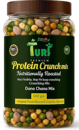 Turf Fresh Premium Jumbo Dana Chana Protein Crunch Mix | Bharuch Special Roasted Dana ChanaMix | High Protein Crunchy Mix Snack | Healthy & Tasty MixNamkeen | Power Packed Anytime Snack (Energy Express Pack – 500g, Traditionally_Roasted_Mix)