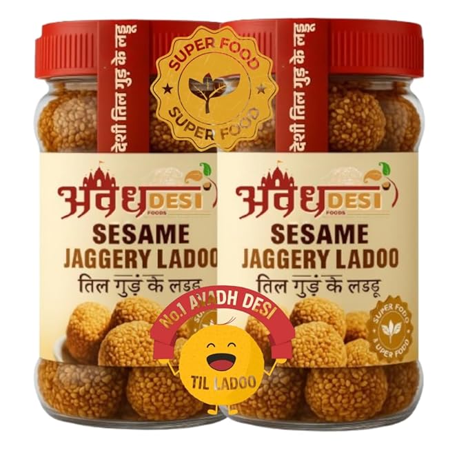 Avadh Desi Til Ladoo | Seasme Jaggery Laddu | Super Food Healthy snacks |Makar Skranti Special Snacks (1_KG_Family_Pack)