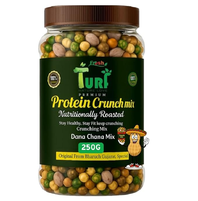 Turf Fresh Premium Jumbo Dana Chana Protein Crunch Mix | Bharuch Special Roasted Dana ChanaMix | High Protein Crunchy Mix Snack | Healthy & Tasty MixNamkeen | Power Packed Anytime Snack (Chatori Protein Pack -250 g, Traditionally_Roasted_Mix)