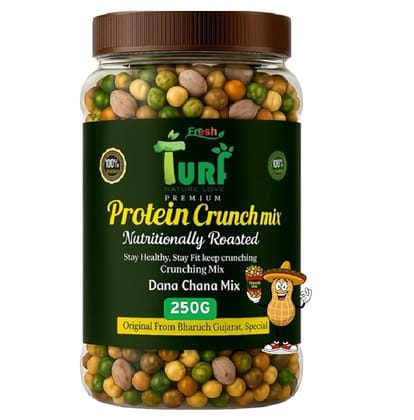 Turf Fresh Premium Jumbo Dana Chana Protein Crunch Mix | Bharuch Special Roasted Dana ChanaMix | High Protein Crunchy Mix Snack | Healthy & Tasty MixNamkeen | Power Packed Anytime Snack (Chatori Protein Pack -250 g, Traditionally_Roasted_Mix)