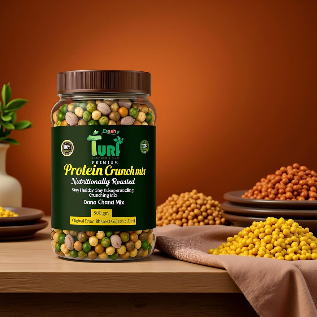 Turf Fresh Premium Jumbo Dana Chana Protein Crunch Mix | Bharuch Special Roasted Dana ChanaMix | High Protein Crunchy Mix Snack | Healthy & Tasty MixNamkeen | Power Packed Anytime Snack (Chatori Protein Pack -250 g, Traditionally_Roasted_Mix)