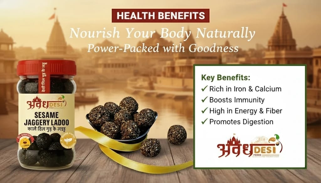 Avadh Desi Foods Black Til Ladoo | Black Seasme Jaggery Laddu (काले तिल गुड़ के लड्डू)|Super Food Healthy snacks |Makar Skranti Special Snacks (1_Kg)