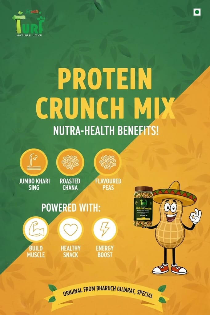 Turf Fresh Premium Panch Crunch MatarMix | Bharuch Special Roasted Five Floavours Chatpta PeasMix| High Panch Protein CrunchyMix Snack | Healthy & Tasty MixNamkeen | Power Packed Anytime Snack (Chatori Punch Pack - 250g)