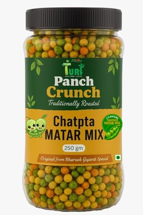 Turf Fresh Premium Panch Crunch MatarMix | Bharuch Special Roasted Five Floavours Chatpta PeasMix| High Panch Protein CrunchyMix Snack | Healthy & Tasty MixNamkeen | Power Packed Anytime Snack (Chatori Punch Pack - 250g)