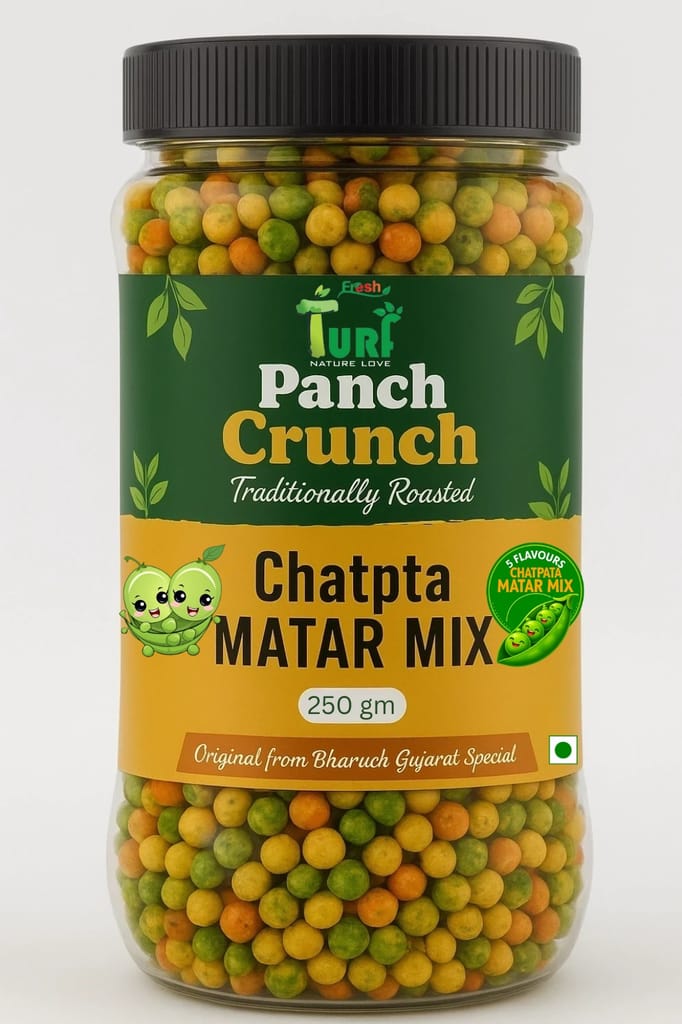 Turf Fresh Premium Panch Crunch MatarMix | Bharuch Special Roasted Five Floavours Chatpta PeasMix| High Panch Protein CrunchyMix Snack | Healthy & Tasty MixNamkeen | Power Packed Anytime Snack (Atrangi Punch - 500g)