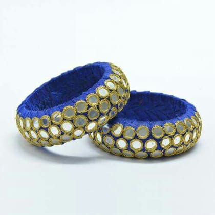 Royal Blue Mirror Work Thread Bangles for Women Royal Blue Mirror Work Thread Bangles for Women
