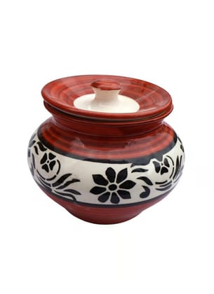 Hand-Painted Ceramic Storage Jar with Lid, Floral Design