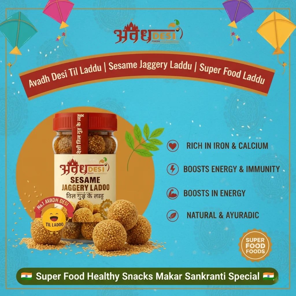 Avadh Desi Foods Classic Shahi Desi Til Ladoo | Royal Sesame Bliss | Festive Gold Til Ladoo ( 200g )