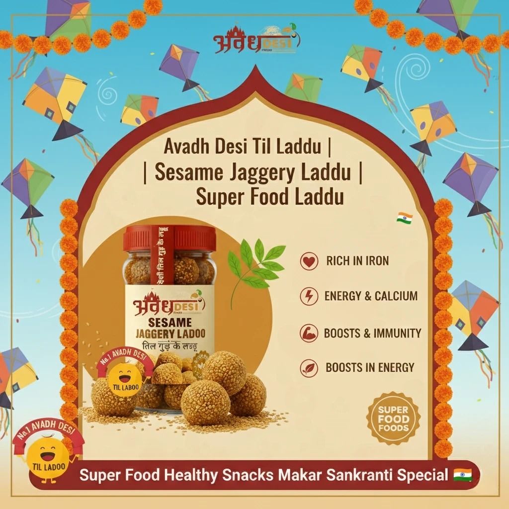 Avadh Desi Foods Classic Shahi Desi Til Ladoo | Royal Sesame Bliss | Festive Gold Til Ladoo ( 200g )