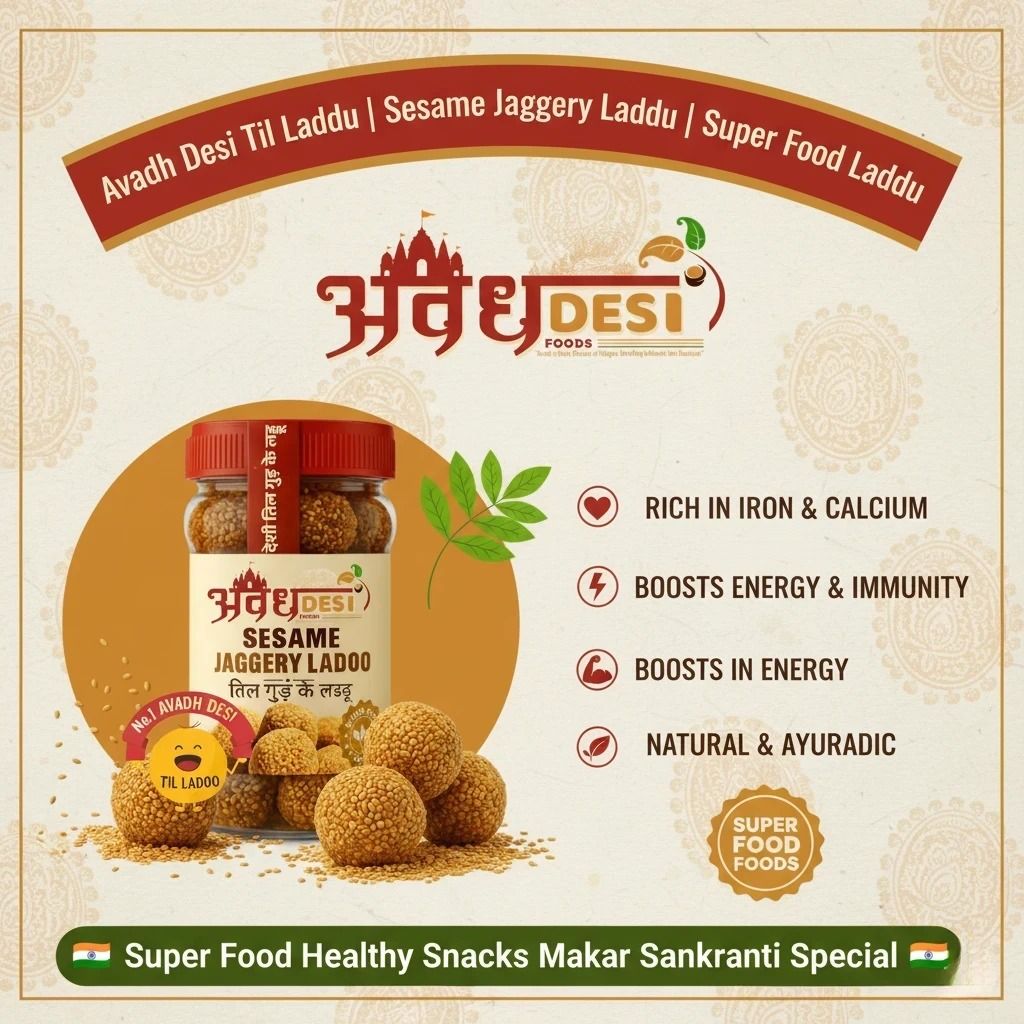Avadh Desi Foods Classic Shahi Desi Til Ladoo | Royal Sesame Bliss | Festive Gold Til Ladoo ( 200g )